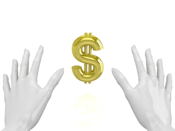 Dolar işareti olan eller. başarı için yol — Stok fotoğraf