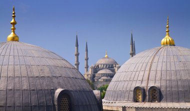 Blue mosque with Domes of the Hagia Sophia clipart