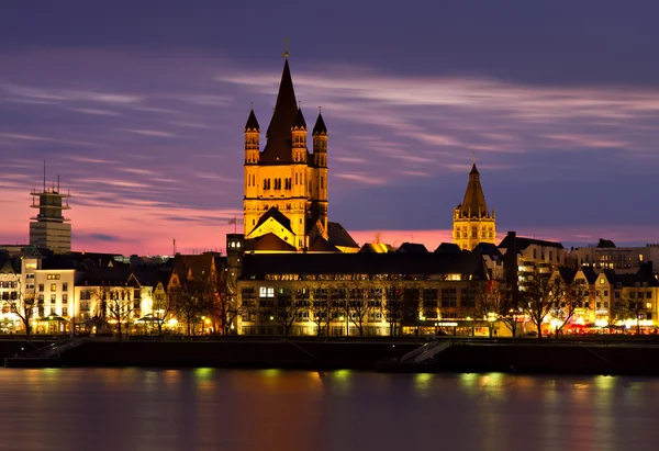 stock image Historic center of Cologne at dusk