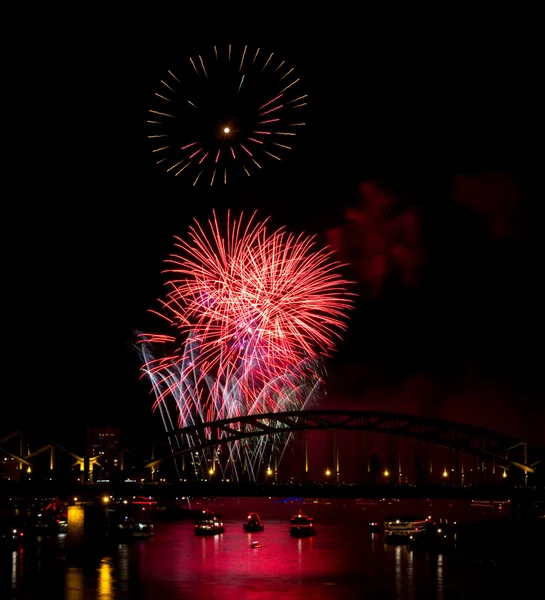 Feuerwerk über dem Rhein — Stockfoto