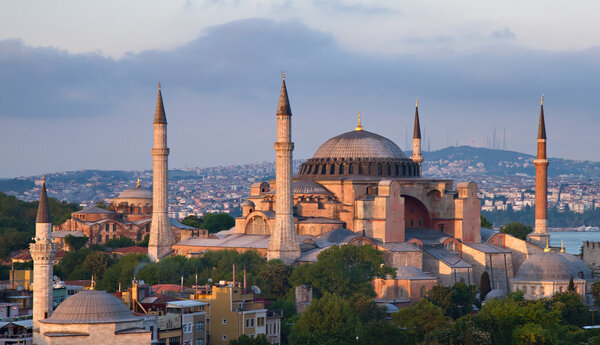 Famous Hagia Sophia in the late evening sun