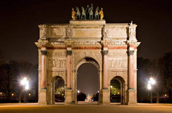 stock image Arc de Triomphe du Carrousel at night