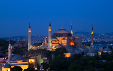 Illuminated Hagia Sophia at twilight clipart