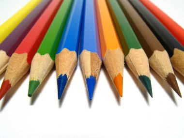 Colored pencils on white clipart