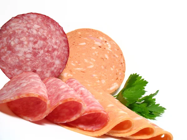 stock image Salami on white background