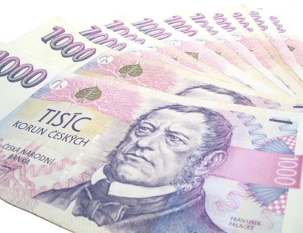 Stock image Czech banknotes on white