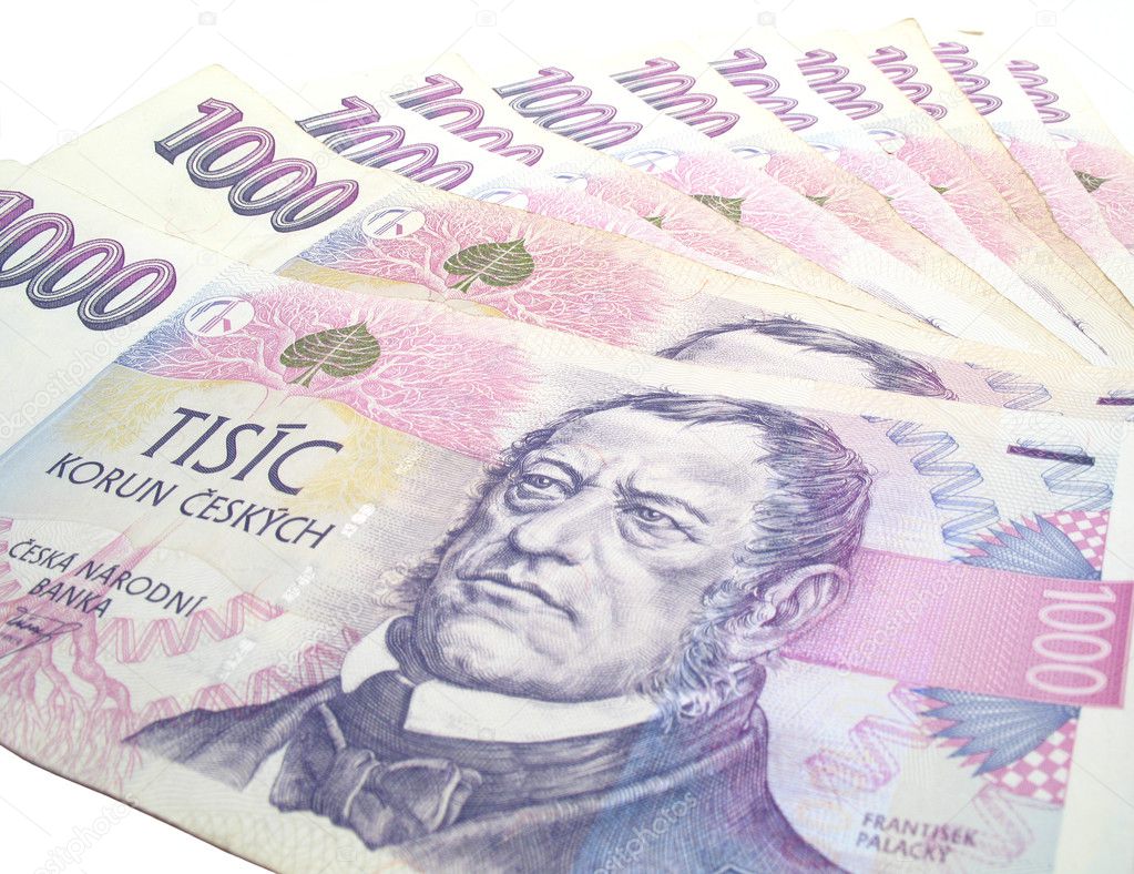 Czech banknotes on white