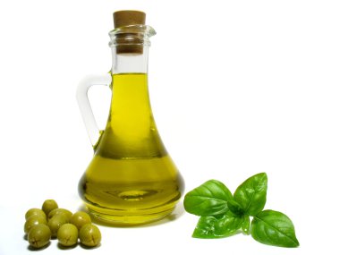 Olive oil and vegetables clipart