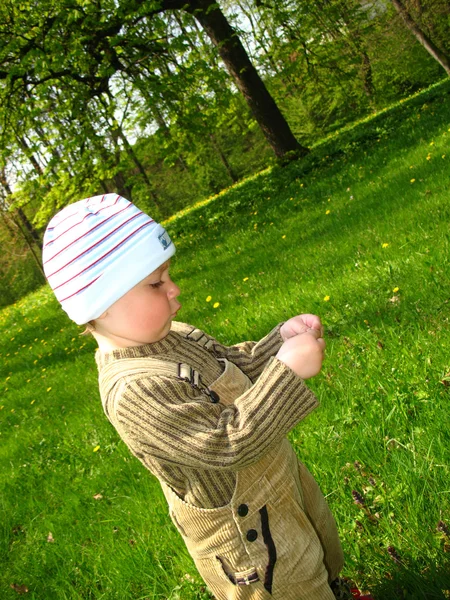 Маленький хлопчик у парку — стокове фото