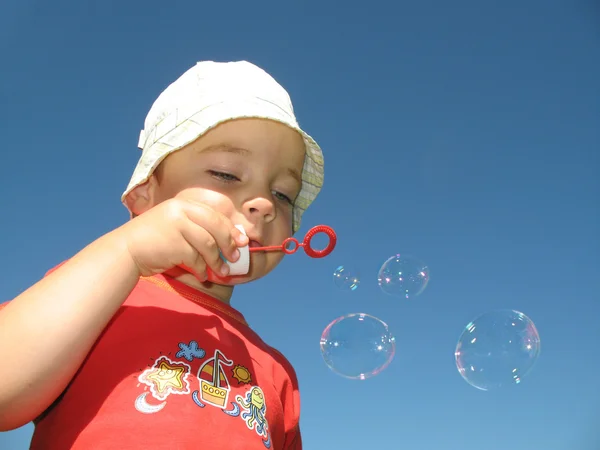 Little boy make ballon — Stock Photo, Image