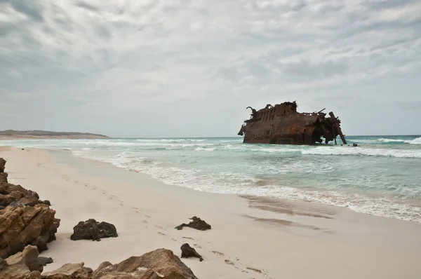 Naufragio sulla costa di Boa Vista a Capo Verde Immagine Stock