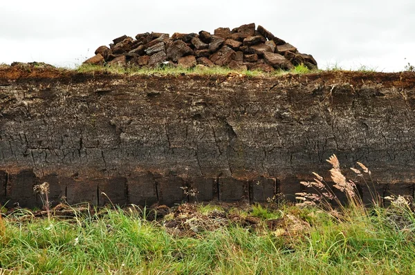 stock image Horizontal peat digging on Harris, Scotland