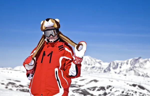 Smiling girl snowboarder — Stock Photo, Image