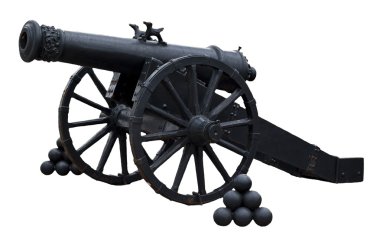 Old cannon on white background clipart