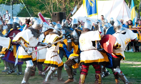 Średniowiecznych Rycerzy w walce — Zdjęcie stockowe