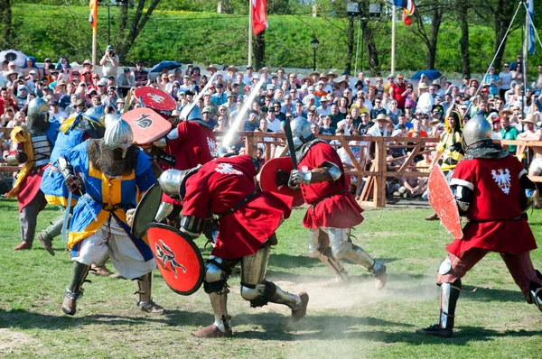 Medieval knights in battle — Stock Photo, Image