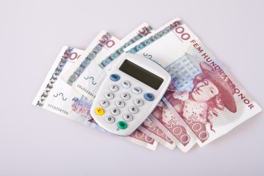 Swedish currency and online banking clipart