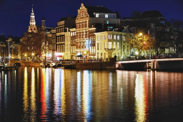 Amszterdam híd éjszakai — Stock Fotó