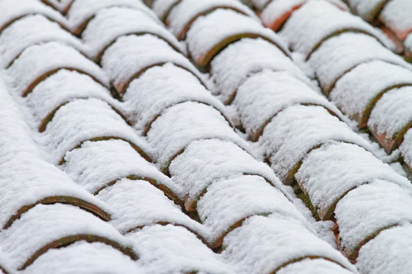 Tile roof with snow