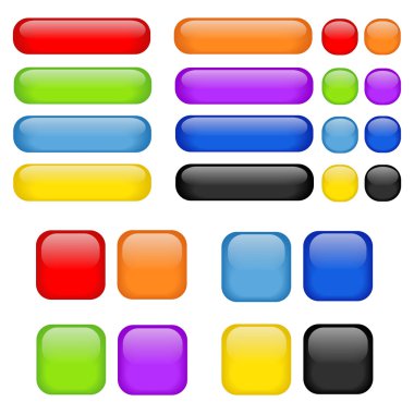 Colorful vector set of glass buttons clipart