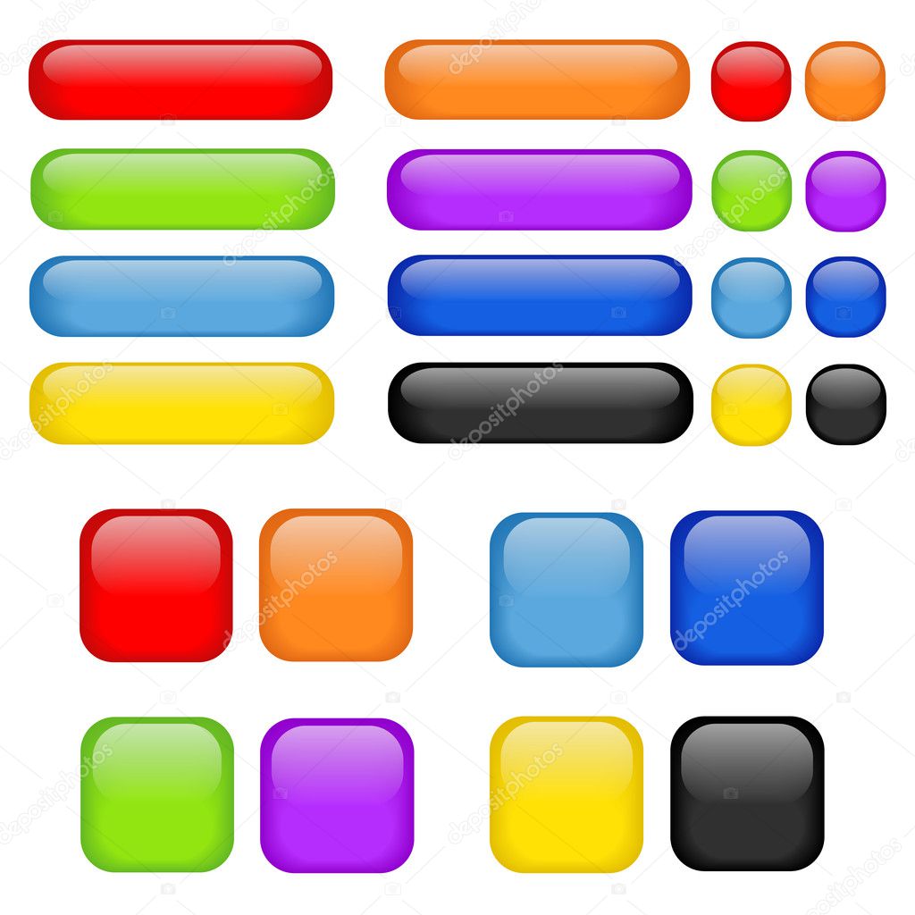 Colorful vector set of glass buttons