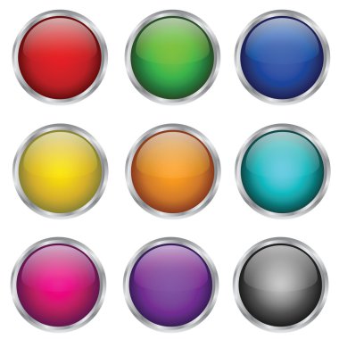 Vector set of round glass buttons clipart