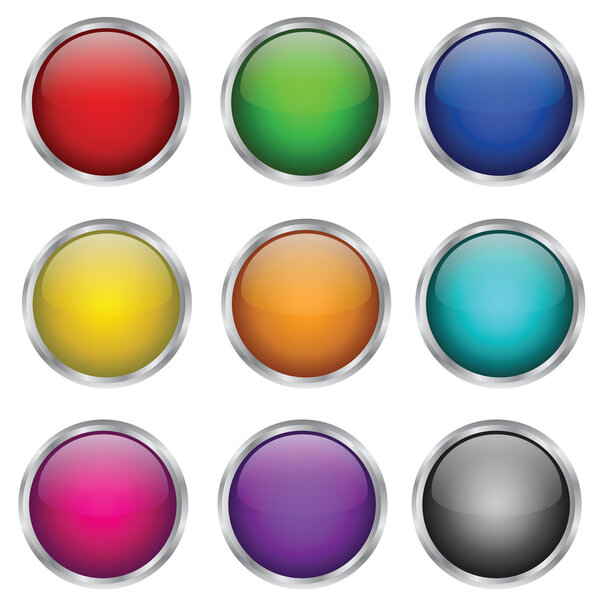 Vector set of round glass buttons
