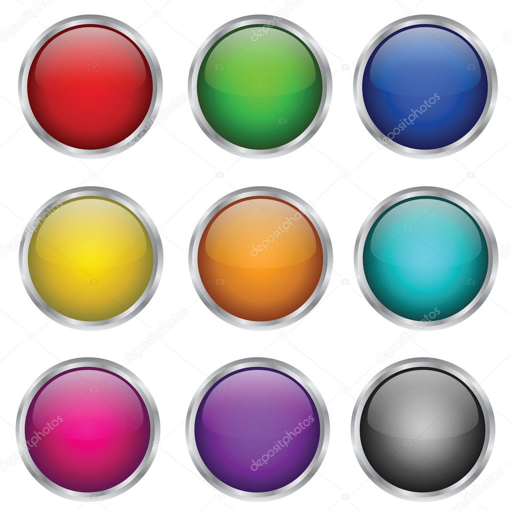 Vector set of round glass buttons
