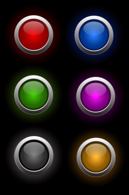 Vector set of neon glass buttons clipart