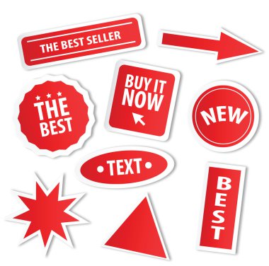 Vector set of red stickers clipart