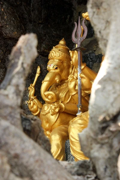 Zlatá socha Ganesha, hinduistický chrám v dutch bay, Srí lanka — Stock fotografie