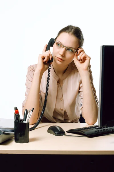 stock image Beautiful business lady in an offic