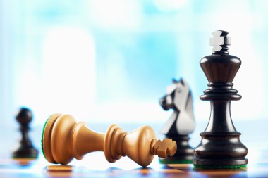 White king wins chess game sepia tone clipart