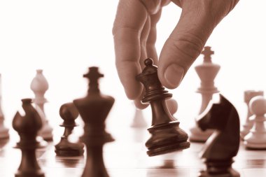 Chess game black queen advances clipart