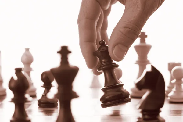 Permainan catur hitam ratu kemajuan — Stok Foto