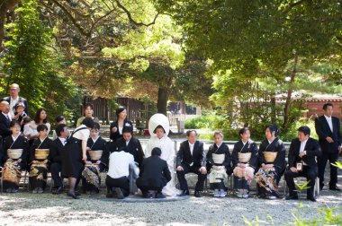 Celebration of a traditional Japanese wedding clipart