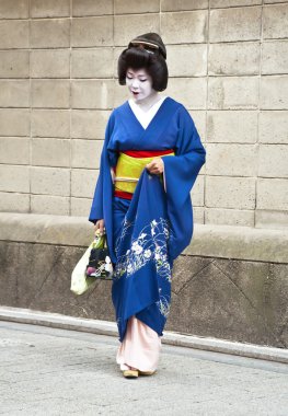 Geisha in Gion district in Kyoto, Japan clipart