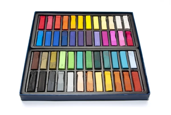 Box of used pastels — Stock Photo, Image