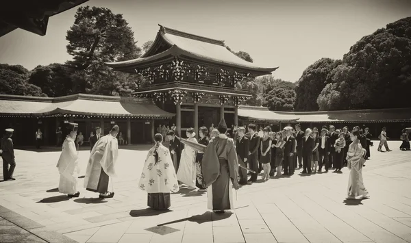 Feier einer traditionellen japanischen Hochzeit. Stil Jahrgang — Stockfoto