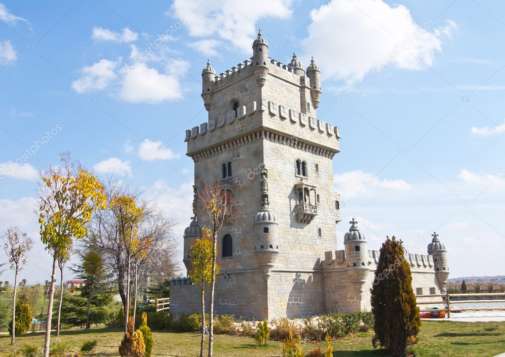 Tower of Belem in scale in Europa Park, Torrejon de Ardoz, Madrid