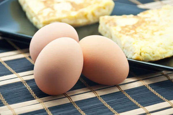 Spanish potato omelet and eggs — Stock Photo, Image