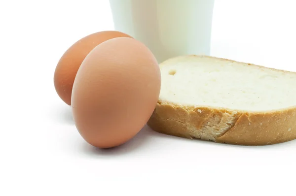 Milk, eggs and bread — Stock Photo, Image