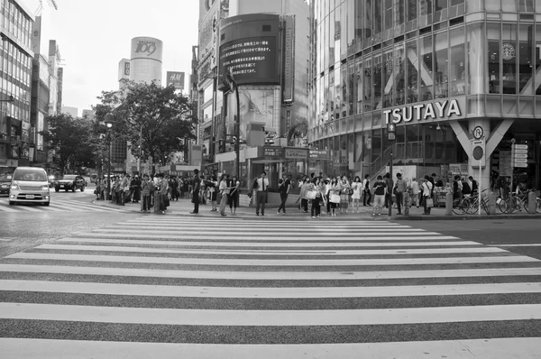 Cruce de Shibuya, Tokyo.Fotografía en blanco y negro —  Fotos de Stock