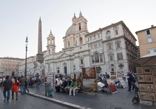 Touristi w piazza navona, Rzym — Zdjęcie stockowe