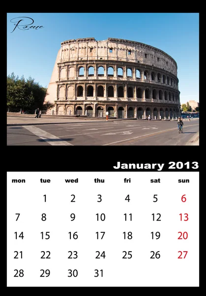 Januari 2013 kalender — Stockfoto