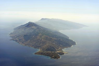 Aerial image of greek island Ikaria clipart