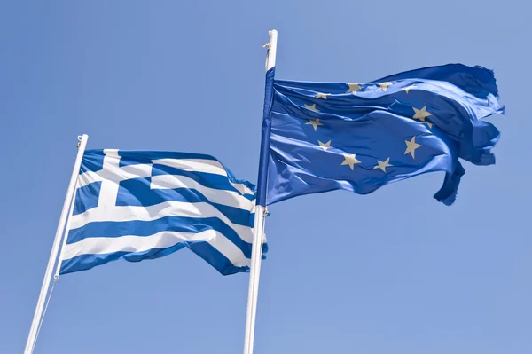 Bandiera greca ed europea — Foto Stock
