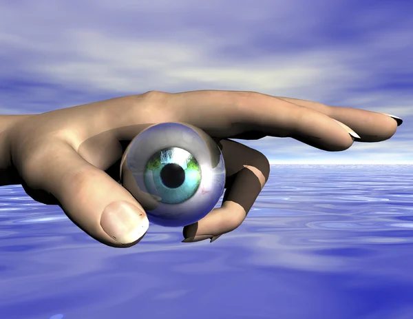 Composición digital del ojo y la mano — Foto de Stock