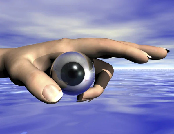 Composição digital do olho e da mão — Fotografia de Stock