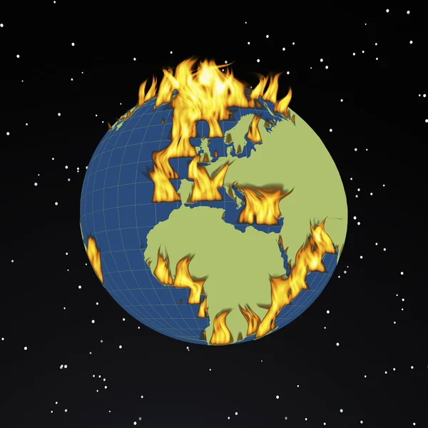 燃烧地球 — 图库照片